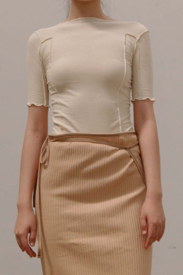 BASERANGE ribbed cotton half sleeve TTO3-RB-000 off-white